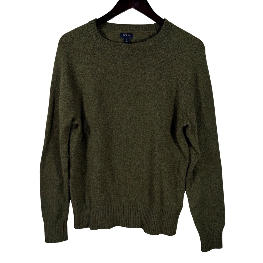 J.Crew Re-Imagined‎ Olive Green Lambswool Blend Crewneck Long Sleeve Sweater S